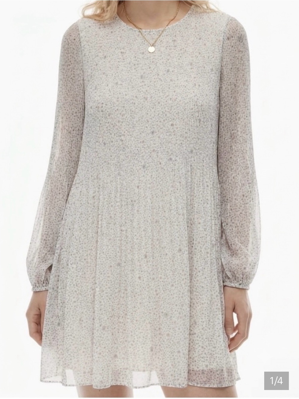 Wilfred Cream Light Floral Long-Sleeve Mini Dress